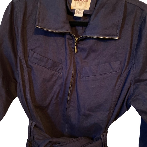 Maurices Navy Blue Cotton‎ Utility Jacket Belted Zip Front Women's Size M - Picture 7 of 13